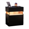Nightstand with 3 Drawers, Modern Bed Side Table with Acrylic Board, RGB LED Lights, Bedroom End Table, Small Night Stands - 3 of 4