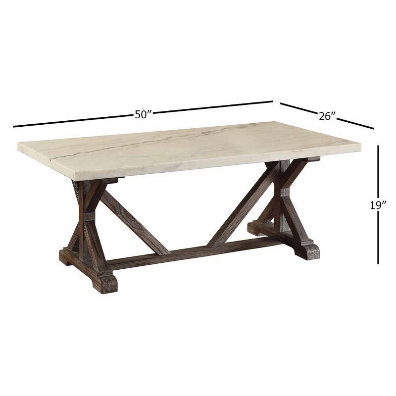 50&#34; Romina Coffee Table White Marble Top and Weathered Espresso - Acme Furniture, 5 of 8