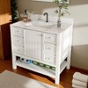 37" Modern Bathroom Vanity with Carrara Marble Top, Single Sink Cabinet with Drawer, Doors & Open Shelf for Bathroom Storage (Single Faucet Hole) - 3 of 4
