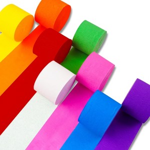 PartyWoo Crepe Paper Streamers Rainbow Color 8 Rolls 656 ft 1.8 Inch x 82 Ft Roll - 1 of 4