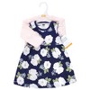 Hudson Baby Infant and Toddler Girls Cotton Dress and Cardigan Set, White Peonies - 2 of 4