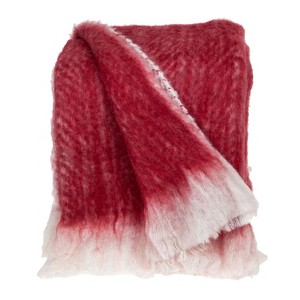 HomeRoots 52" X 67" Red and White Woven Wool Blend Throw Blanket - 1 of 4