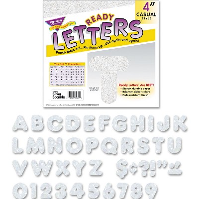 Trend Ready Letters Sparkles Letter Set Silver Sparkle 4"h 71/Set T1613