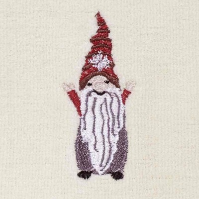 Ivory and Red Cotton Velour Christmas Gnome Fingertip Towels, Set of 2
