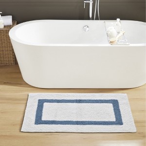 Hotel Bath Rug 100% Premium Cotton Tufted Weave Two Tone Reversible Bathroom Rug, Super Soft Absorbent, Machine Washable Bath Mat - 1 of 4