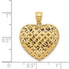 Black Bow Jewelry 14k Two Tone Gold Reversible Filigree and Basket Weave Heart Pendant - 4 of 4