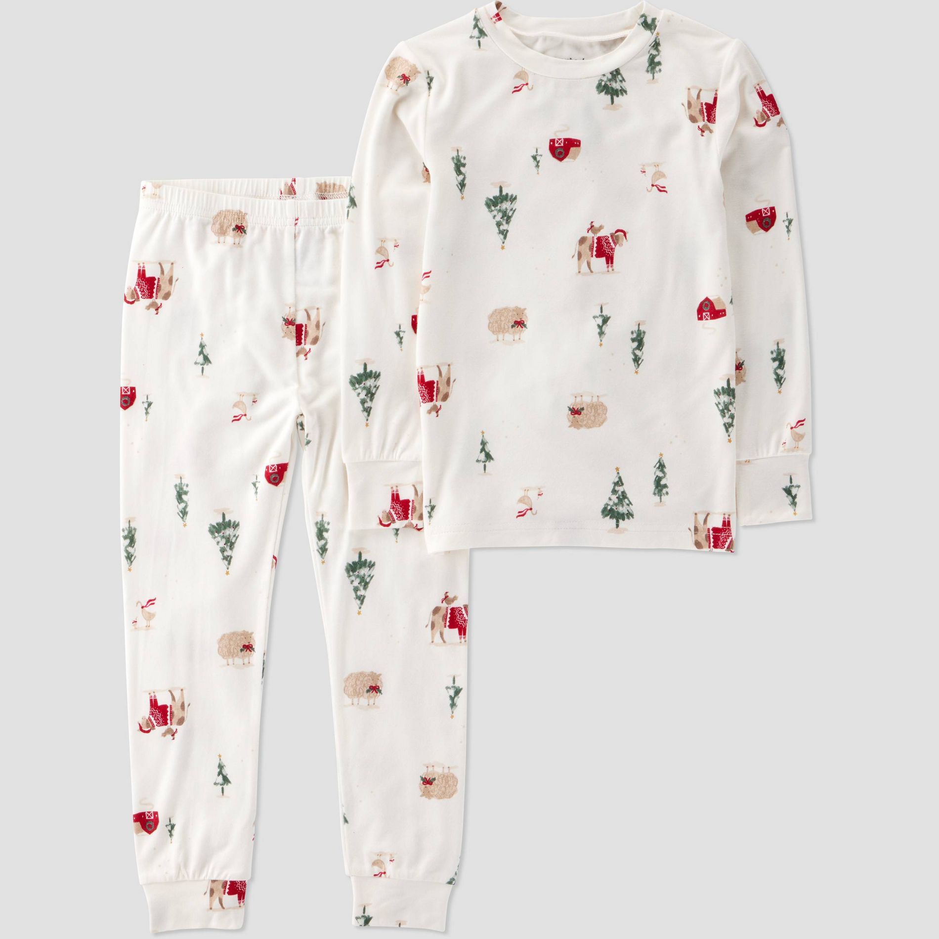 Carter's Just One You® Toddler 2pc Holiday Icons Short Sleeve Comfy Soft Snug Fit Pajama Set - Ivory 2T