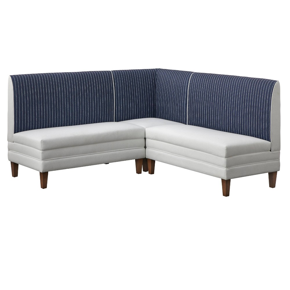 Lifestorey 3pc Phillips Upholstered Breakfast Nook Set Stripe/Blue