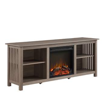 Mission Grooved Electric Fireplace TV Stand for TVs up to 80" - Saracina Home