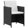 vidaXL 5-Piece Outdoor Poly Rattan Dining Set - Black Patio Furniture with Cushions and Glass Tabletop - Includes 2 Chairs and 2 Stools - 3 of 4