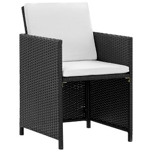 vidaXL Patio Furniture Dining Set - 11-Piece Black Poly Rattan with Cushions, Glass Tabletop - Stylish, Durable, Easy-Clean, Outdoor Garden Furniture - 1 of 4