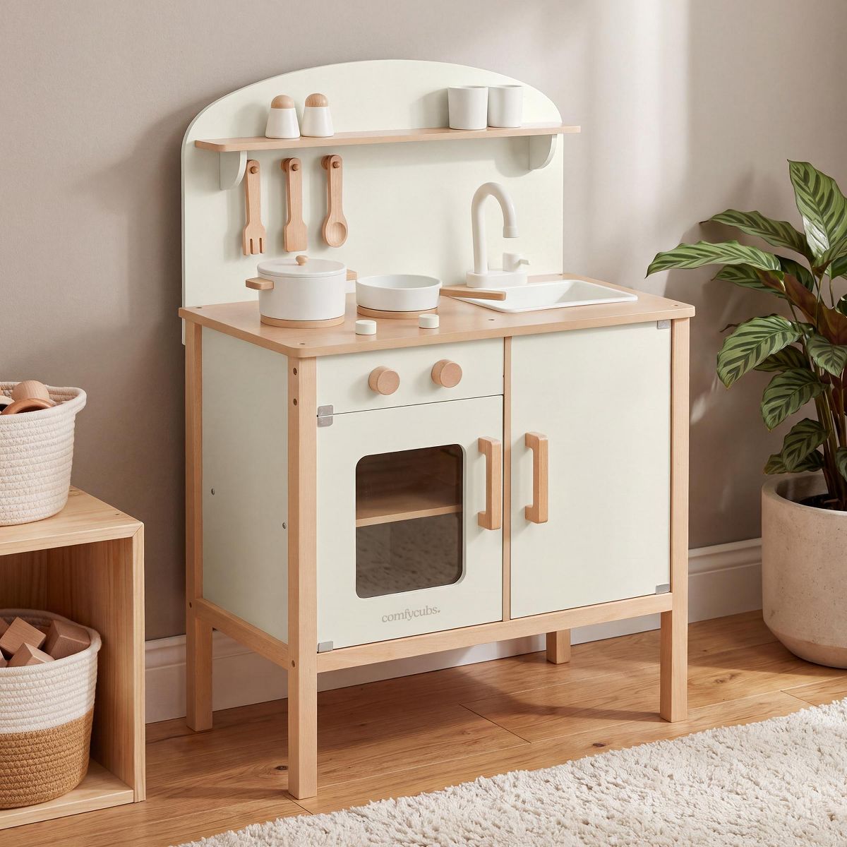 Comfy Cubs Wooden Kids Kitchen Playset 24 x 12.6 x 35.8 in