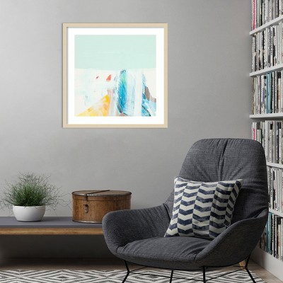 25" x 25" Turquoise and Multicolor Abstract Lithograph Print