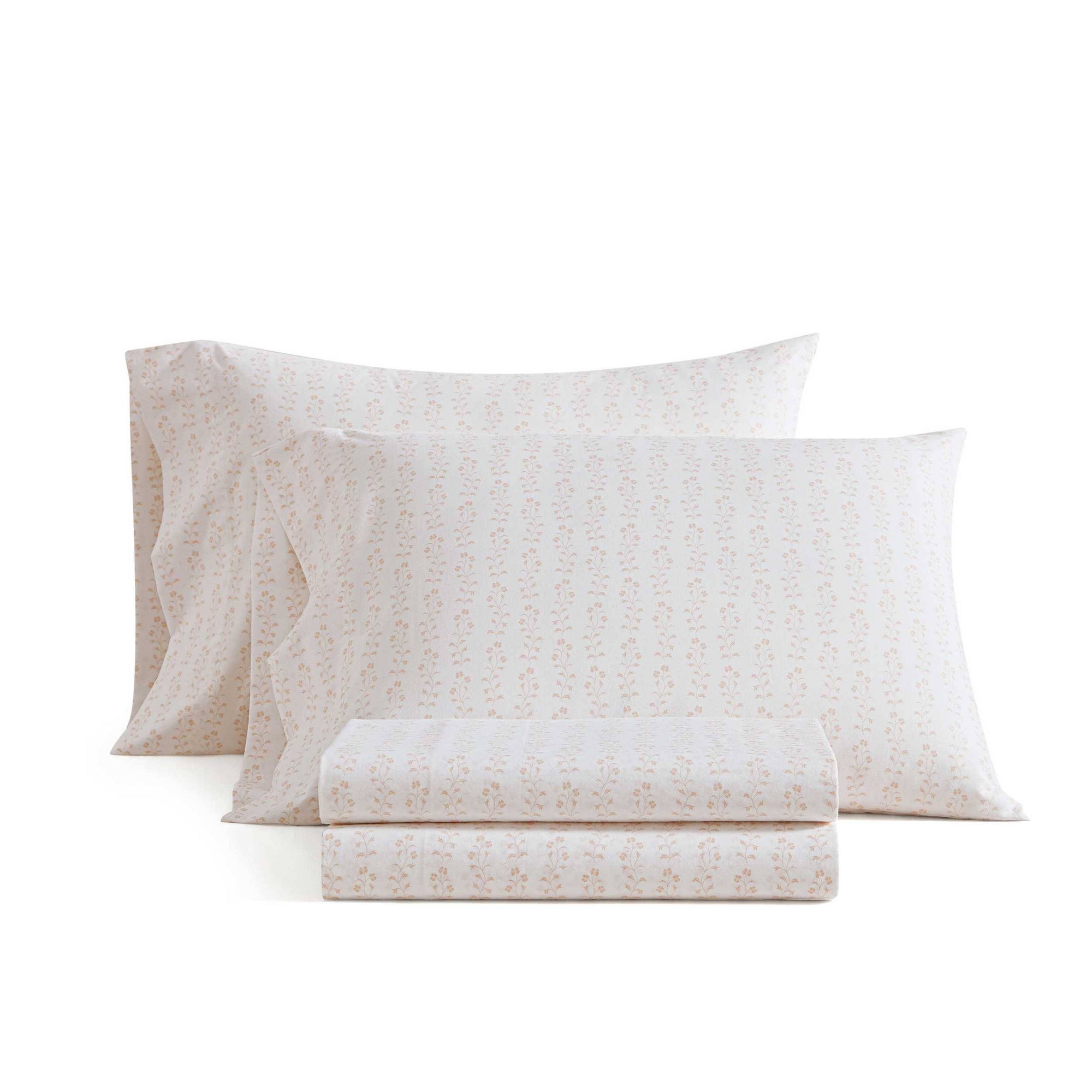 Martha Stewart Twin Ms Core Ditsy Vine Twin Sheet Set Pink