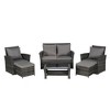 6-Piece Outdoor Patio Rattan Conversation Sofa Set with Tempered Glass Coffee Table - 3 of 4