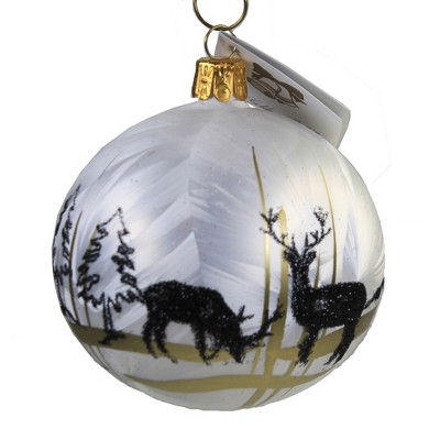 Holiday Ornament 3.5" Reindeer In Winter's Snowfall Ornament Deer Forest  -  Tree Ornaments