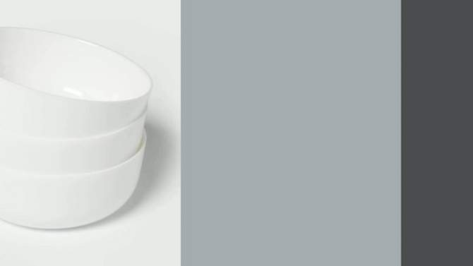 44oz 3pk Glass Dinner Bowls White - Made By Design&#8482;, 5 of 6, play video