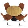 Harrison+Bingo 5-Piece Round-Shaped Wood Grain Dining Table Set With 4 Upholstered Chairs Black Legs-Maison Boucle - 3 of 4