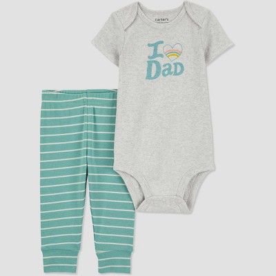Image of Carter's Just One You®️ Baby 2pc Family Love I Love Dad Top & Bottom Set - Blue/Gray Newborn