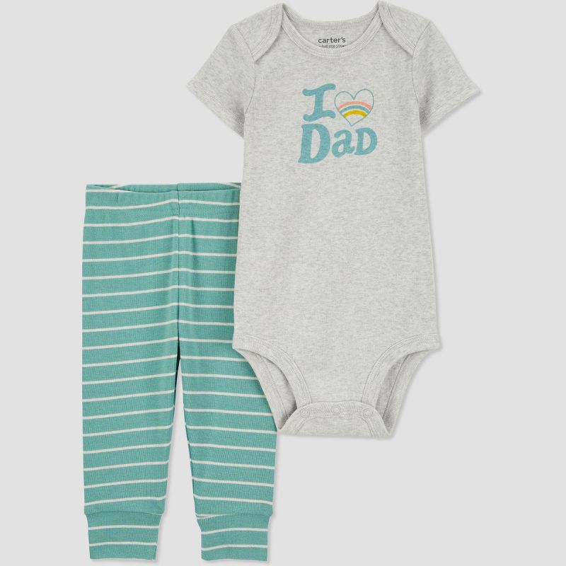 Carter's Just One You®️ Baby 2pc Family Love I Love Dad Top & Bottom Set - Blue/Gray, 1 of 5