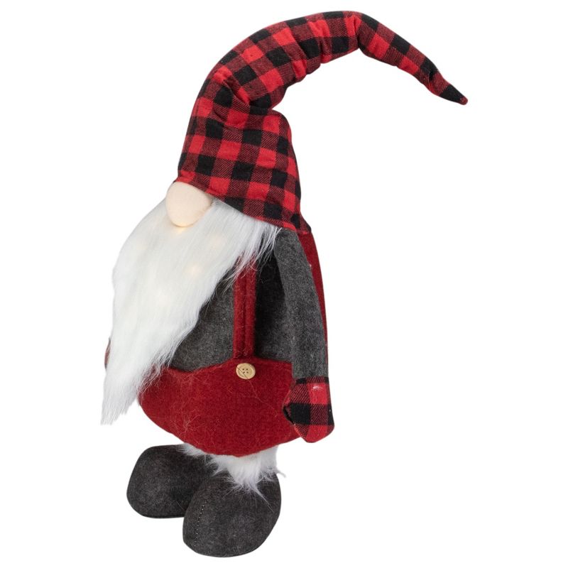 Northlight 41-Inch LED Lighted Red and Black Plaid Extendable Gnome Christmas Figure, 3 of 6