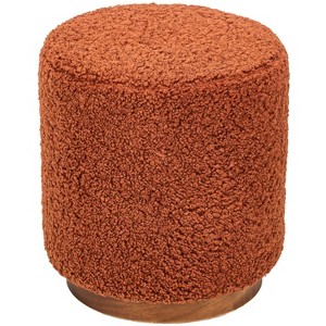 Nordlys Bouclé Pouf with Wooden Base Vintage Style Upholstery Living Room - 1 of 4