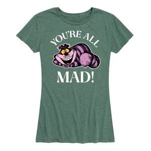 Women's - Alice In Wonderland - Cheshire Cat You're All Mad Short Sleeve Graphic T-Shirt - 1 of 4