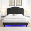 DOMETOUR Queen Upholstered Bed - Button Tufted Curve Design - Wood Slat Support - Easy Assembly - Black Velvet with LED Light - Platform Bed - 4 of 4