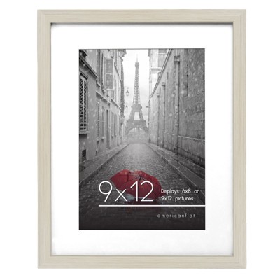 Americanflat 9x12 Picture Frame with Shatter-Resistant Glass - Use as 6x8 Frame with Mat or 9x12 Frame Without Mat - Signature Collection - Light Wood