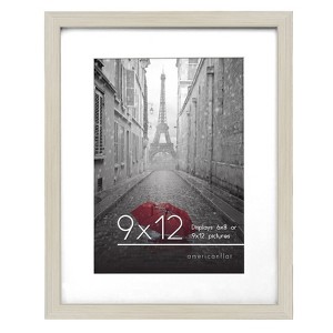 Americanflat 9x12 Picture Frame with Shatter-Resistant Glass - Use as 6x8 Frame with Mat or 9x12 Frame Without Mat - Signature Collection - Light Wood - 1 of 4