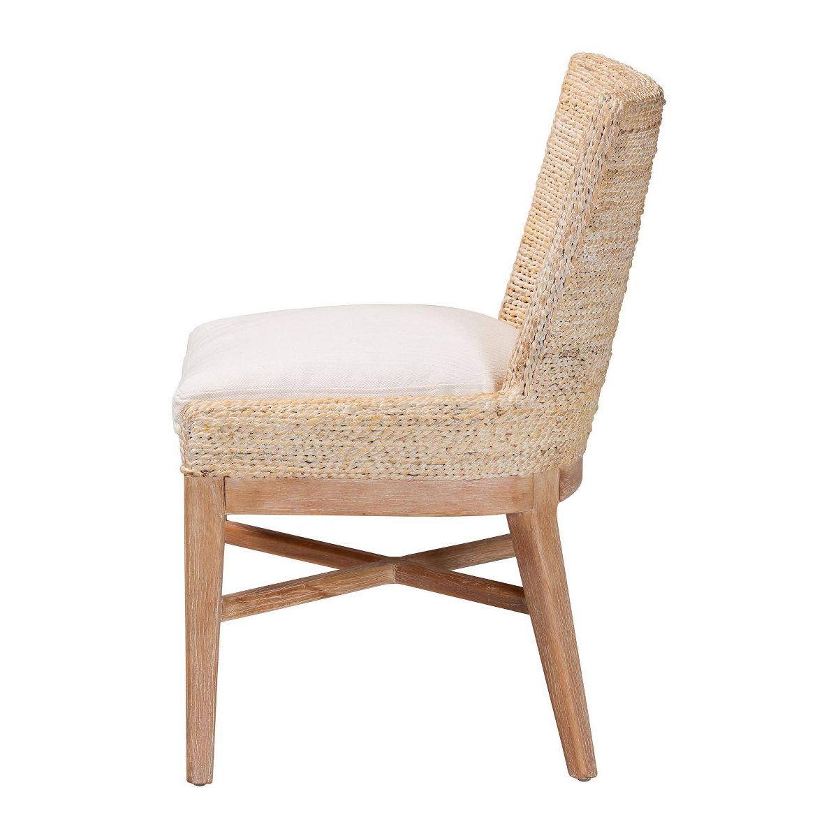 bali & pari Ridley Seagrass Dining Chair with Mahogany Wood Frame White Wash - thumbnail 6