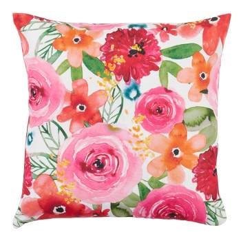 Saro Lifestyle Santa Monica Floral Pillow - Poly Filled, 18" Square, Multi