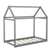 CAVINAS Twin Size House-Shaped Roof Wooden Bed Frame,Modern Floor Bed for Kids Room,Bedroom - 4 of 4