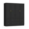 Famapy Black 4 - Door Wardrobe with Gold Handles & Multi - Drawer Storage: Ample Space for Clothes, Accessories & More,Bedroom Closet Organizer - 2 of 4