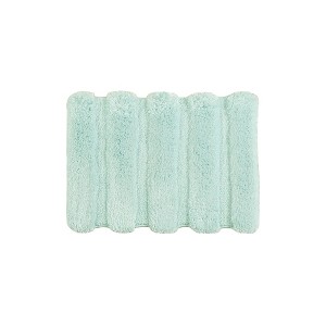 Vynxaria Seafoam Striped Bath Mat - Plush & Medium Pile Dual Texture 17x24 Inches - 1 of 4