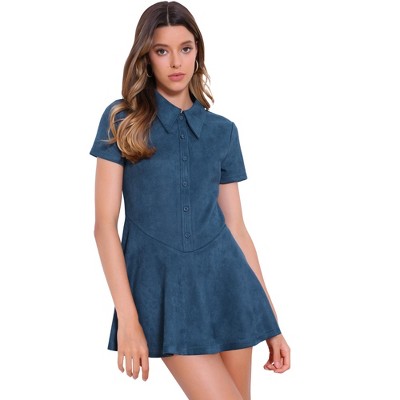 Jess by Meiko Women's Drop Waist Collared Flare Dress