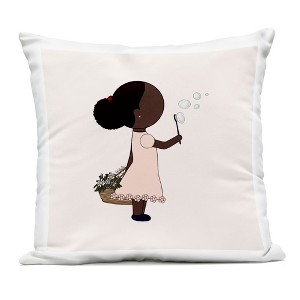 Stupell Industries Girl with Bubbles Outdoor Decorative Throw Pillow, 18 x 18 - 1 of 3