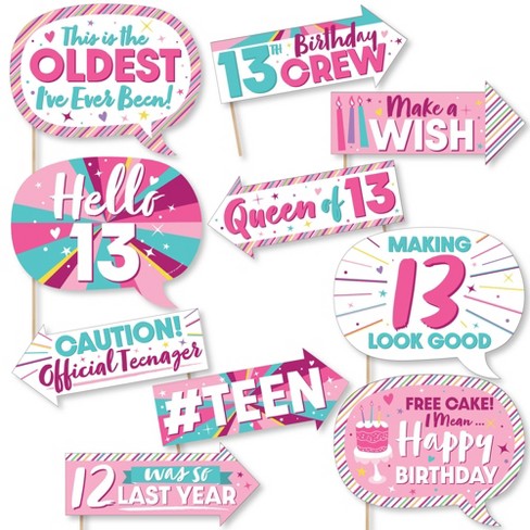 Big Dot Of Happiness Funny Girl 13th Birthday - Official Teenager Birthday  Party Photo Booth Props Kit - 10 Piece : Target