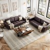 3-Seater Sofa Couch, 83" Wide Faux Leather Sofa Couch with Spring Cushion, Modern Sofa with Deep Seats - 4 of 4