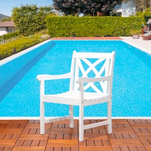 Solhome Heraldo White Farmhouse Wood Patio Armchair - 1 of 4
