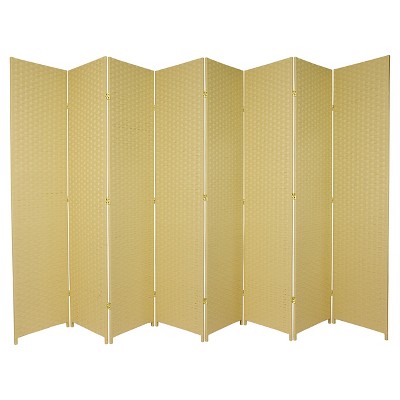 7 ft. Tall Woven Fiber Room Divider - Dark Beige (8 Panel)