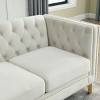 SYFERLORY Velvet Sofa for Living Room,Buttons Tufted Square Arm Couch,  Beige - 3 of 4