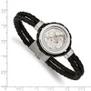 Chisel Stainless Steel Brushed and Yellow IP-palted with Cubic Zirconia Black Braided Leather 8.5" Bracelet - 4 of 4