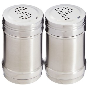 Juvale 2 Ounce Stainless Steel Metal Salt and Pepper Shakers for Kitchen Counter, Dinner Table, Condiments, Perforated "S" and "P" Caps, 3.5 in - 1 of 4