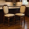 HomeRoots Set of Two 24" Beige and Espresso Fabric and Solid Wood Counter Height Bar Chairs - 2 of 4