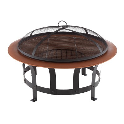 Nature Spring Outdoor Fire Pit With Grilling Grate And Log Poker - 30" Round