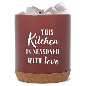 Elanze Designs Seasoned Love Red X-Large Cork Bottom, Kitchen Counter, Ceramic Stoneware, Coffee, Tea and Hot Chocolate, Machine Brewing, K Capsule - 1 of 4