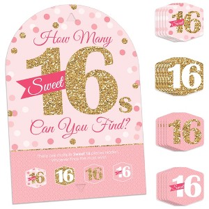 Big Dot of Happiness Sweet 16 - 16th Birthday Party Scavenger Hunt - 1 Stand and 48 Game Pieces - Hide and Find Game - 1 of 4