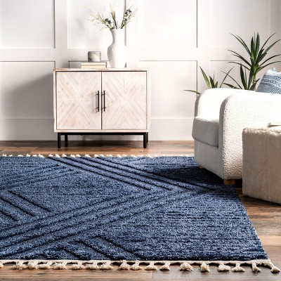 Nuloom Risette Solid 5x8 Shag Indoor Area Rug for Living Room Bedroom Dining Room Nursery, Blue