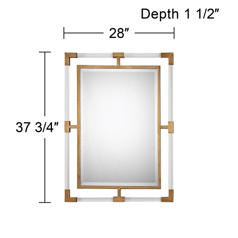 Uttermost Rectangular Vanity Accent Wall Mirror Modern Beveled Gold Iron Clear Acrylic Frame 28" Wide for Bathroom Living Room, 4 of 5